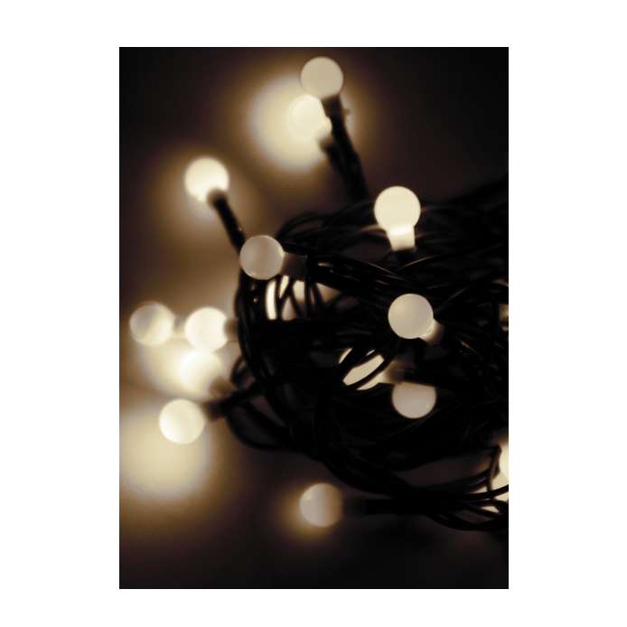 Гирлянда декоративная "Маленькие шарики cherry" 30LED 4.4м (2.9+1.5м) зел. провод IP20 тепл. бел. Космос KOC_GIR30LEDBALL_W - Космос