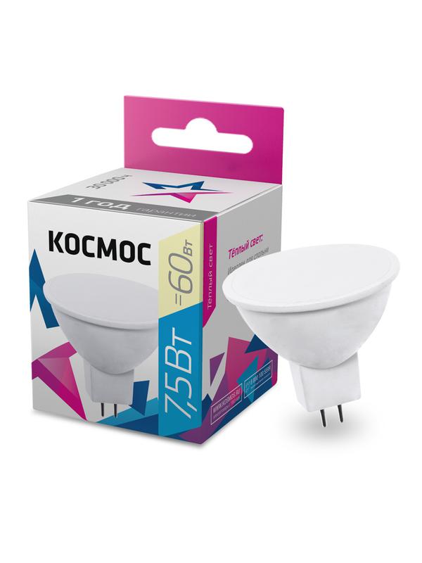 Лампа светодиодная JCDR 7.5Вт 220В GU5.3 3000К LkecLED7.5wJCDRC30 - Космос