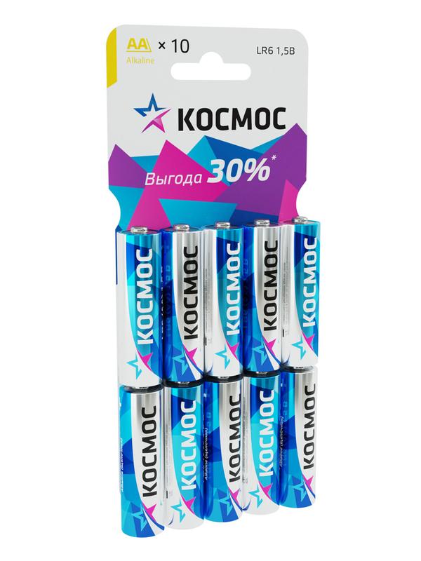 Элемент питания алкалиновый AA/LR6 10хBL (уп.10шт) KOCLR610BL - Космос