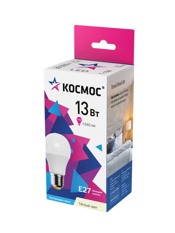 Лампа светодиодная А60 13Вт Е27 6500К 220В КОСМОС LkecLED13wA60E2765 - Космос