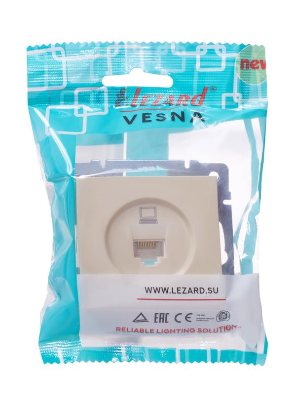 Розетка компьютерная 1-м СП Vesna механизм крем. 742-0388-139 - Lezard