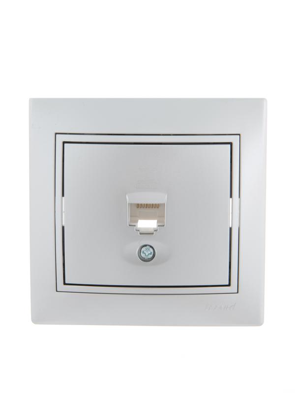 Розетка компьютерная 1-м СП Mira RJ45 сер. метал. 701-1010-139 - Lezard