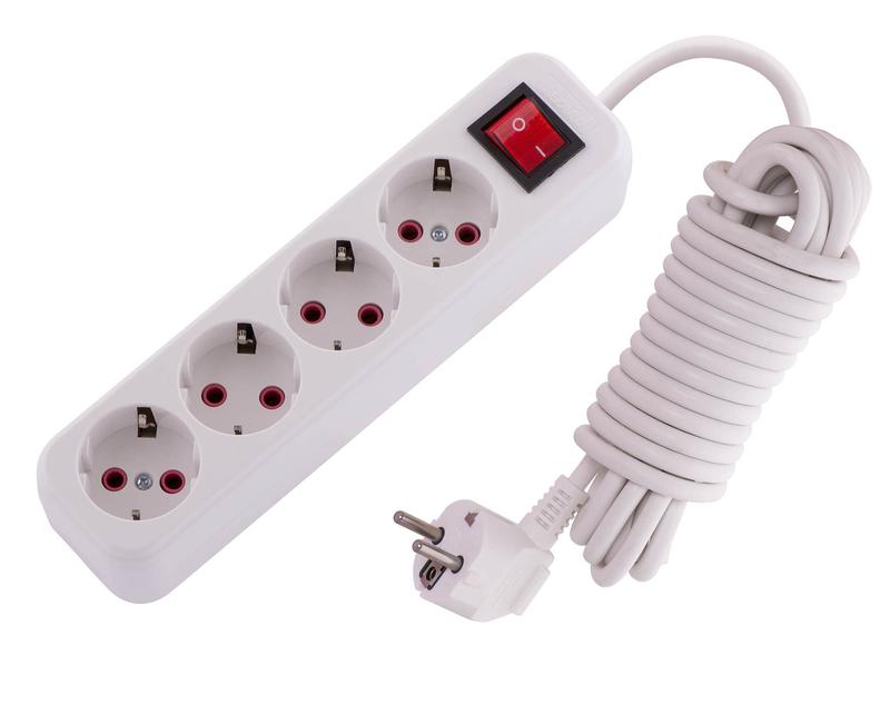 Удлинитель 4х5м с заземл. 16А IP20 Lila с выкл. 720-0405-402 - Lezard