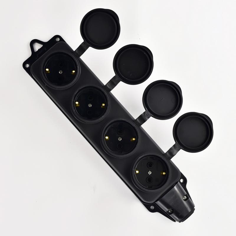 Колодка 4-м 16А IP44 2P+PE 220-240В с защ. крышками каучук 106-0400-0107/107 - Lezard