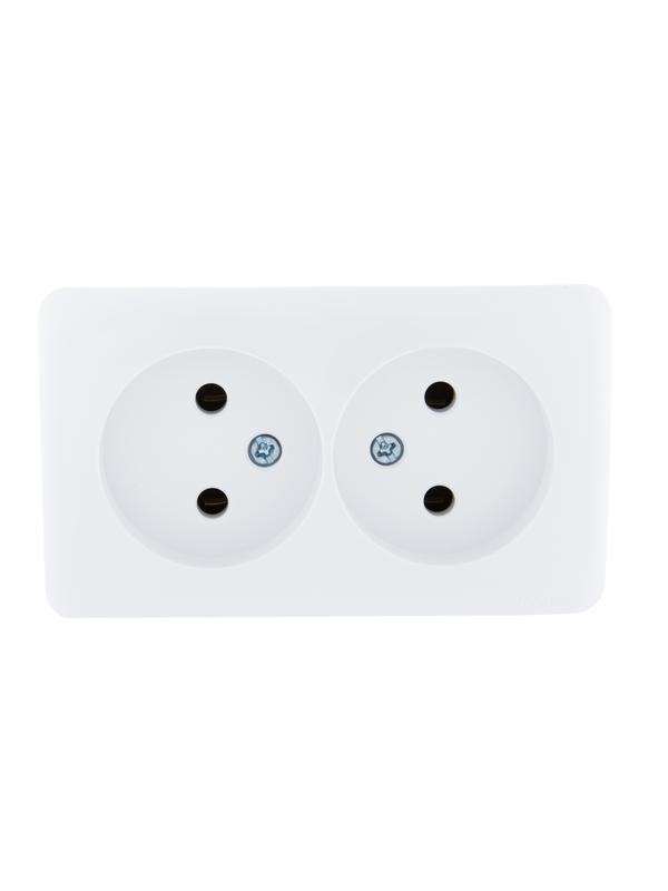 Розетка 2-м ОП Viola 16А IP20 без заземл. бел. 751-0200-128 - Lezard