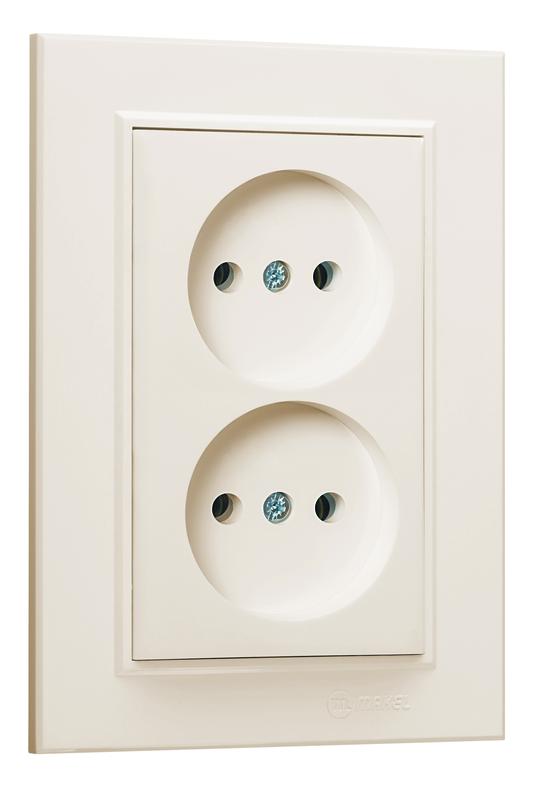 Розетка 2-м СП Karea 10А IP20 б/з крем. 56010017 - Makel