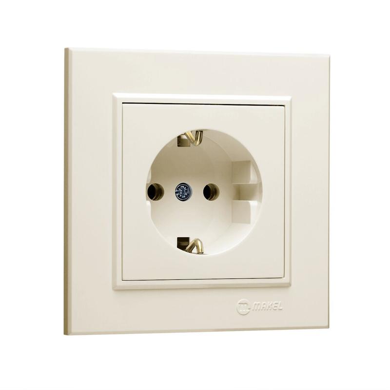 Розетка 1-м СП Karea 16А IP20 с/з крем. 56010028 - Makel