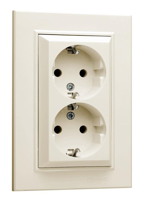 Розетка 2-м СП Karea 16А IP20 с/з крем. 56010082 - Makel