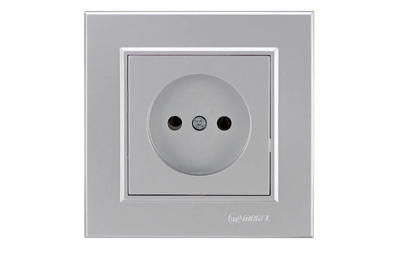 Розетка 1-м СП Karea 10А IP20 б/з сереб. 56065022 - Makel
