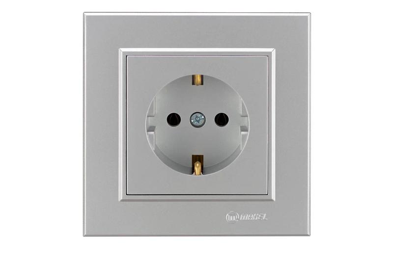 Розетка 1-м СП Karea 16А IP20 с/з сереб. 56065028 - Makel