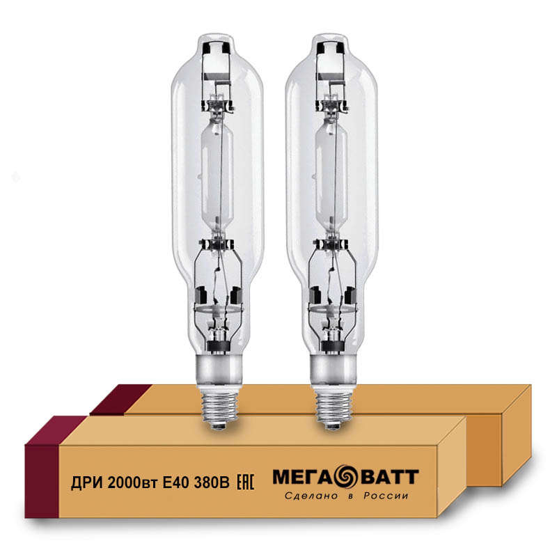 Лампа газоразрядная металлогалогенная ДРИ 2000 380/4000К E40 (12) 03123 - МЕГАВАТТ