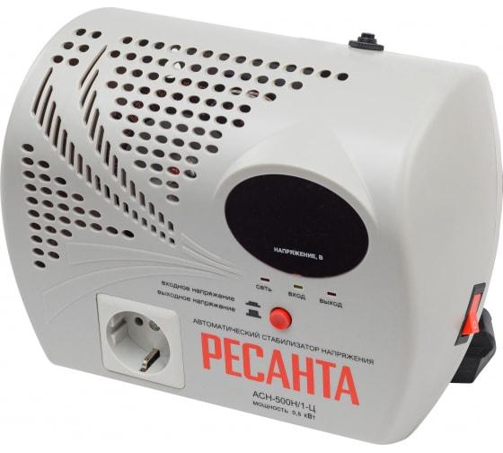 Стабилизатор напряжения АСН-500 Н/1-Ц 1ф 0.5кВт настен. с розеткой IP20 релейный 63/6/9 - Ресанта