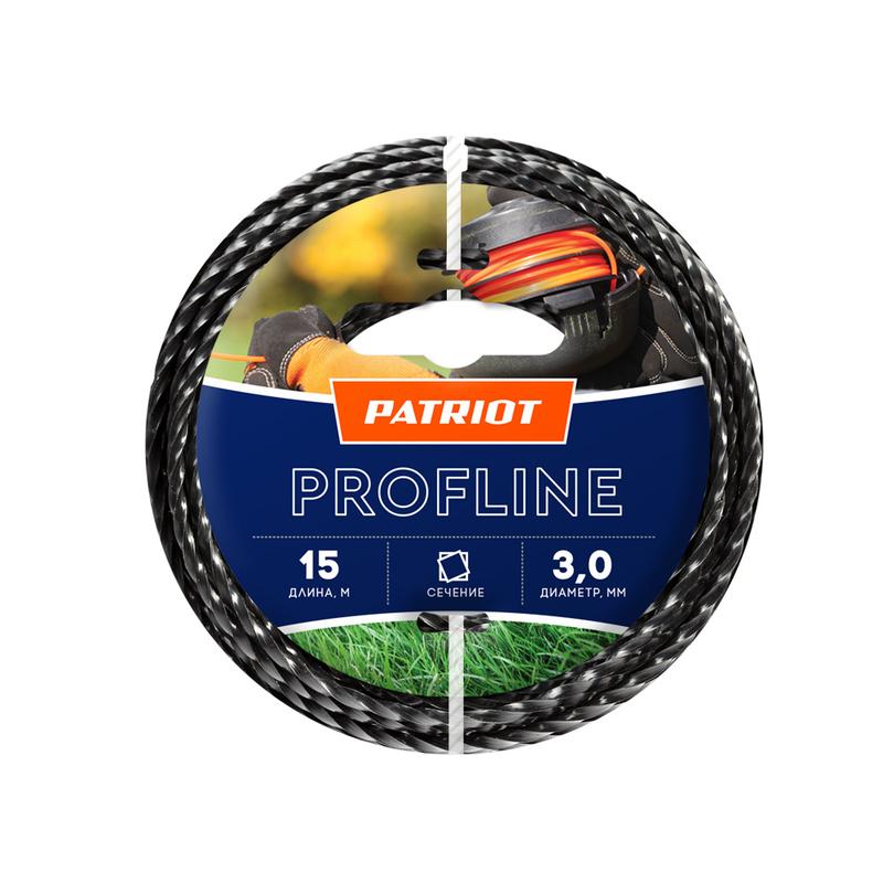 Леска Profline D3.0мм L15м (скрученный квадрат) 300-15-5 на пластиковой обойме черн. 805402211 - PATRIOT