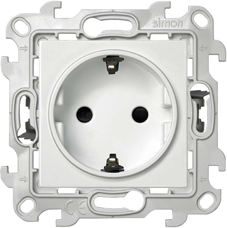 Розетка 1-м СП 24 16А IP20 2P+E Push&Go защ. шторки механизм бел. 2420432-030 - Simon
