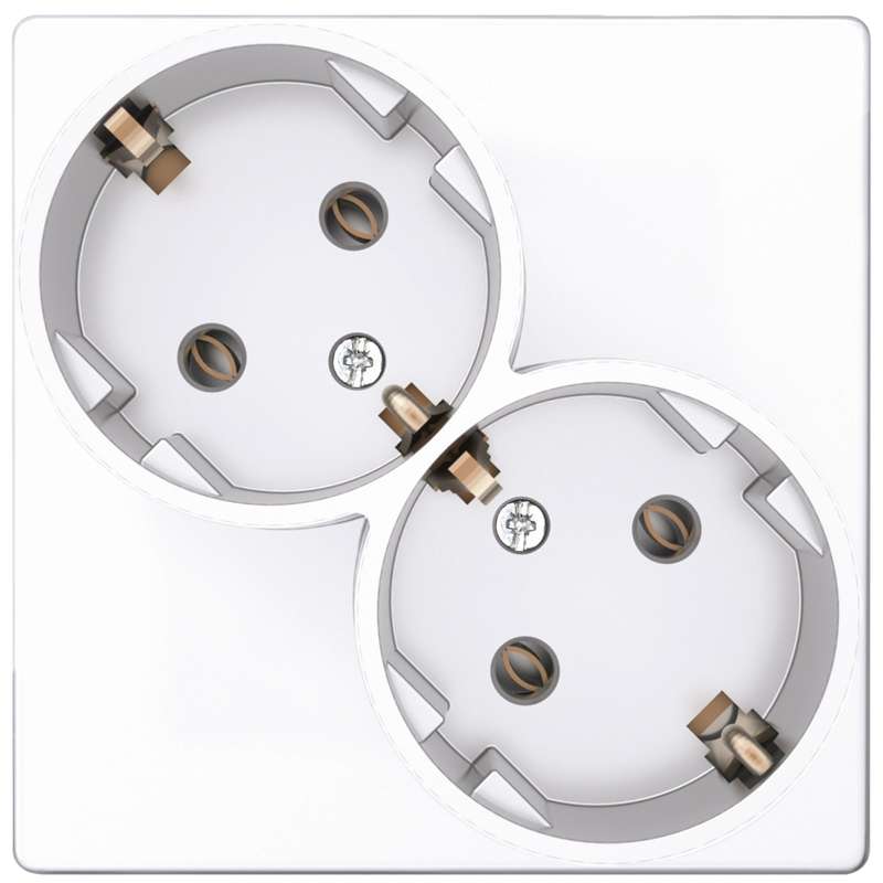 Розетка 2-м СП 24 16А IP20 2х2P+E Schuko без защ. шторок механизм бел. 2450459-030 - Simon