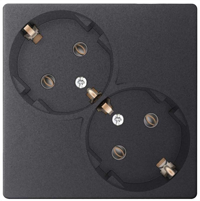 Розетка 2-м СП 24 16А IP20 2х2P+E Schuko без защ. шторок механизм графит 2450459-038 - Simon