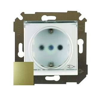 Розетка 1-м СП Simon34 16А IP44 с заземл. защ. шторки с крышкой механизм бронз. Simon 34445-036 - Simon
