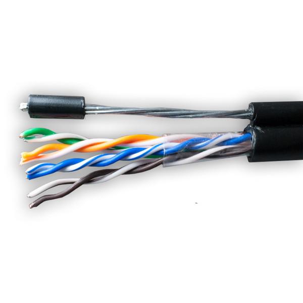 Кабель витая пара U/UTP кат.5E 4х2х24AWG solid Cu PE Outdoor Standard трос черн. (м) 01-0322-1 - SUPRLAN