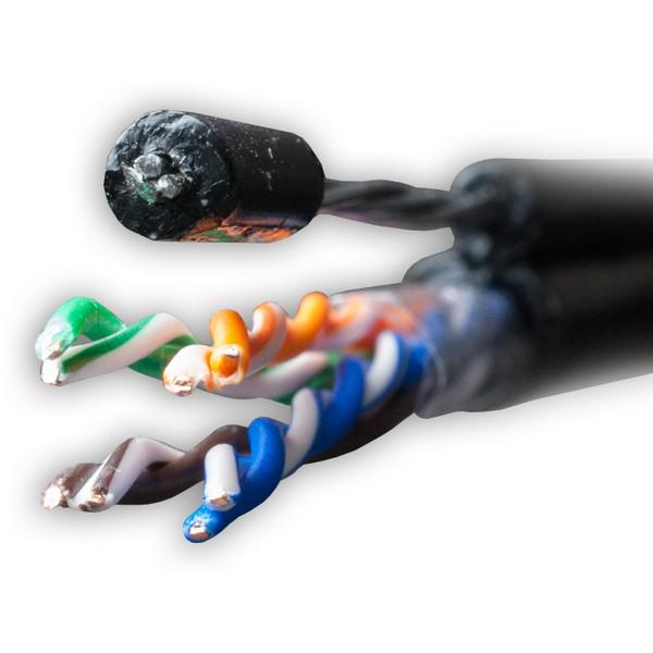 Кабель витая пара F/UTP кат.5E 4х2х24AWG solid Cu PE Outdoor Standard трос черн. (м) 01-1026-1 - SUPRLAN