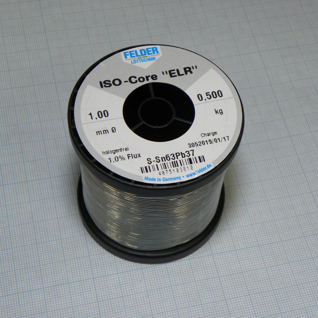 Припой Sn63Pb37 ELR  1.0мм 500гр - FELDER