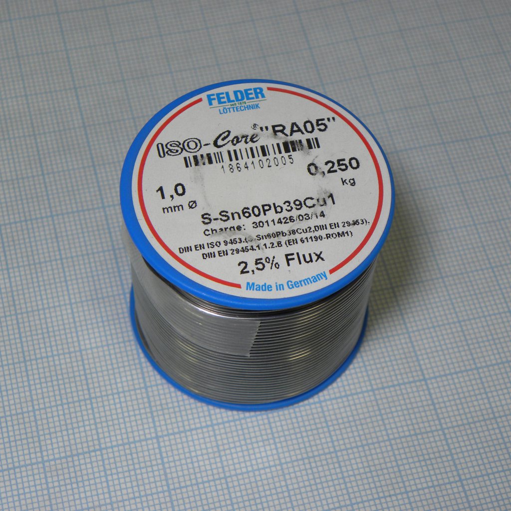Припой Sn60Pb39Cu1 RA05  1.0мм 250гр - FELDER