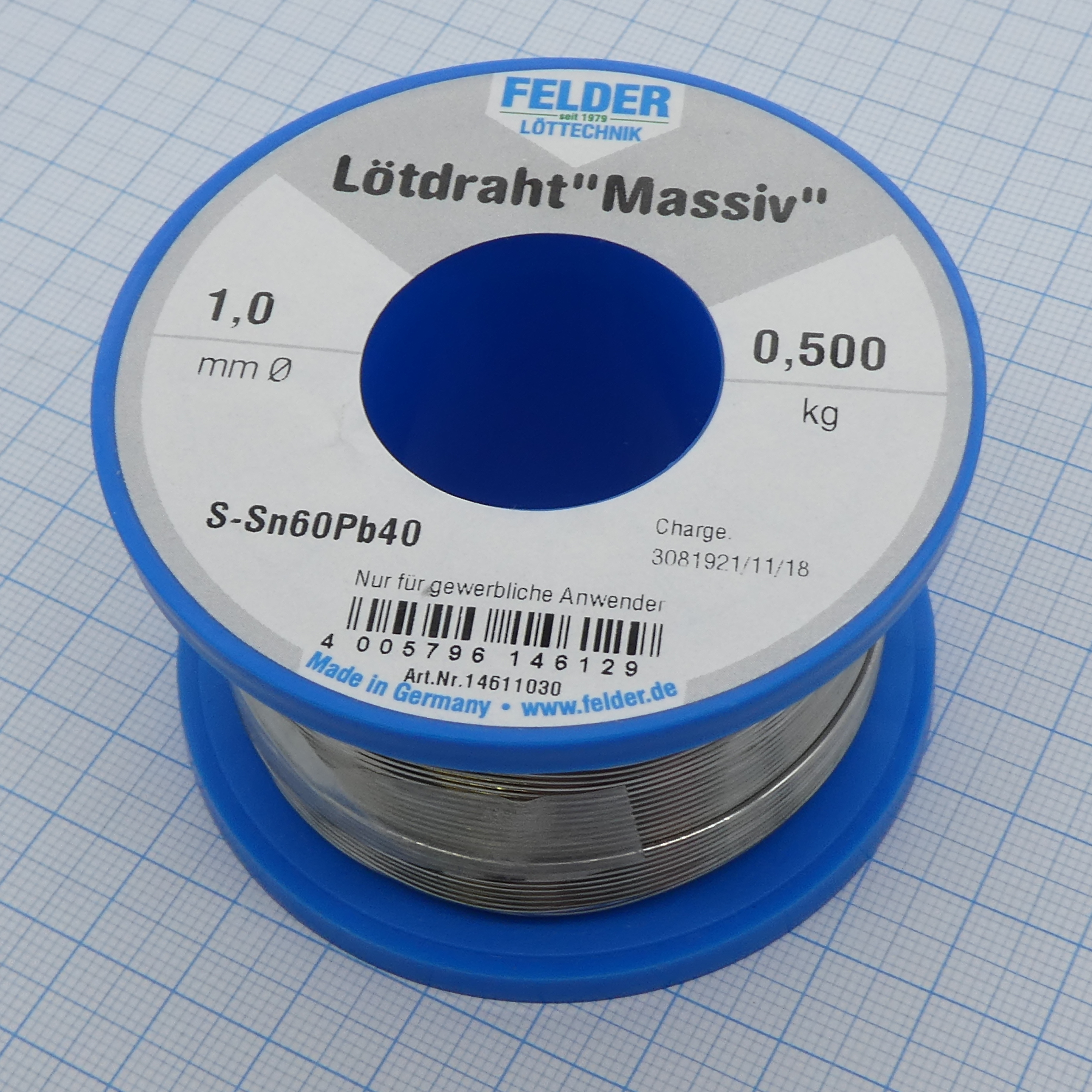 Припой Sn60Pb40  1.0мм 500гр.без флюса - FELDER