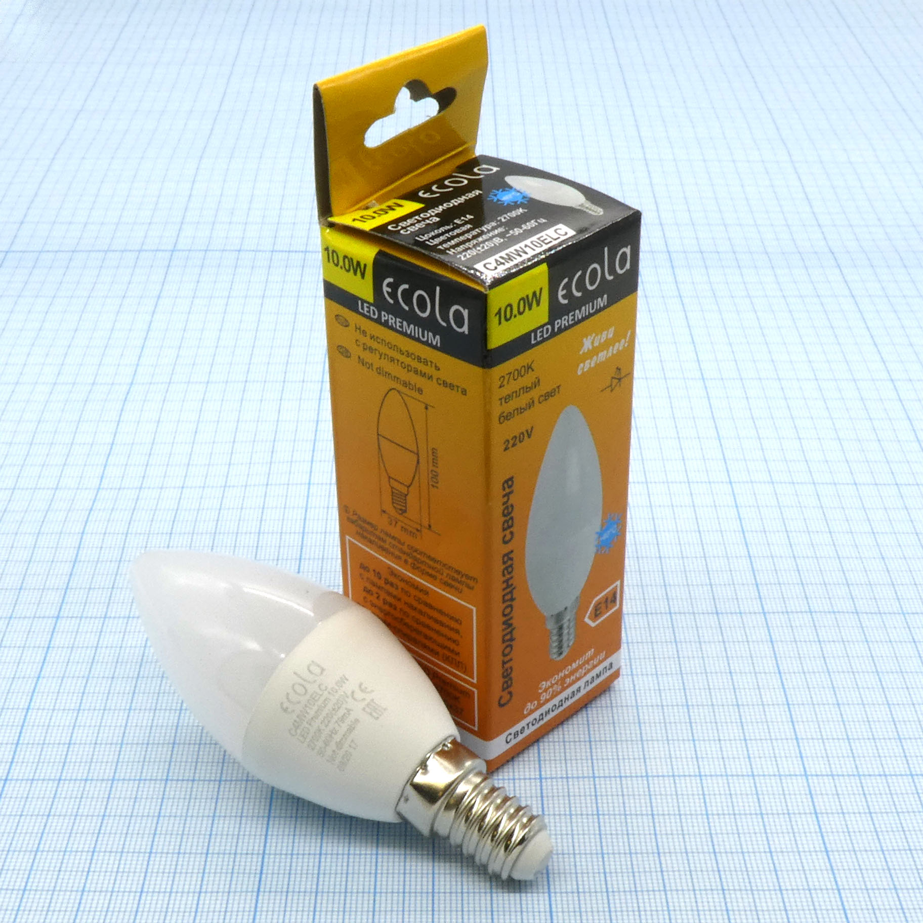 Лампа LED Ecola  10W тёпл свеча (266) - Ecola