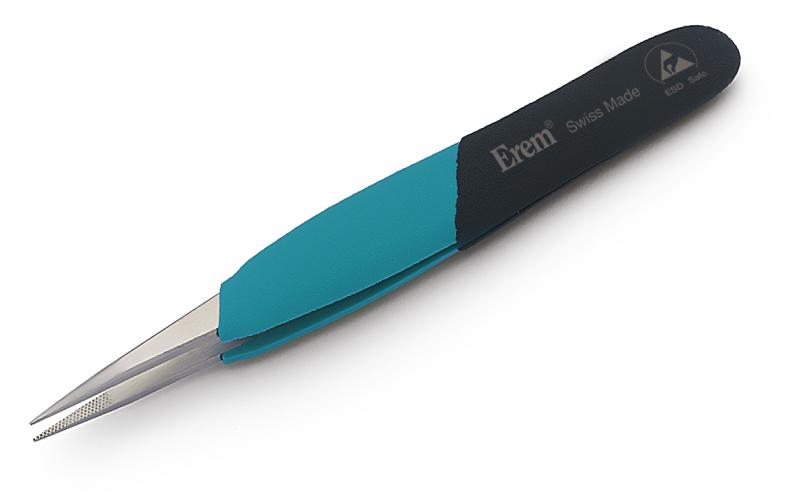 Tweezers, FINE STRT,4.75",SERR, ERG - EREM