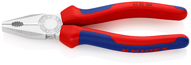 Плоскогубцы комбинированные, 180 мм, хром, 2-комп ручки KN-0305180 - Knipex