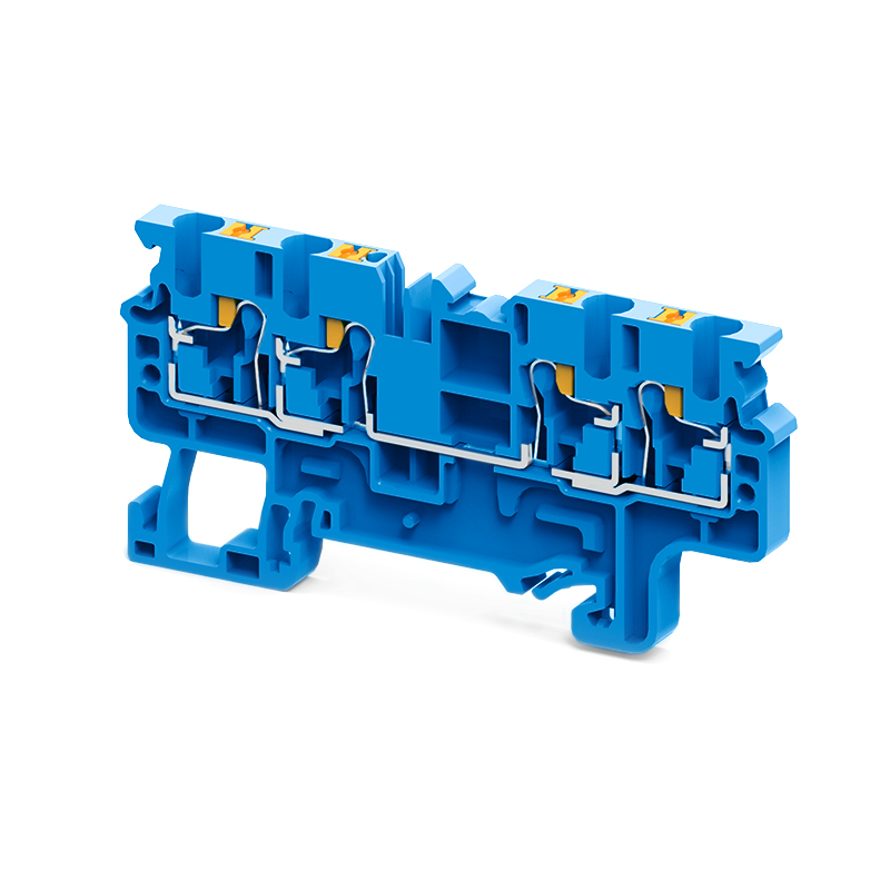 Клемма с 4 конт. push-in 2,5 кв.мм OptiClip СP-2,5-QUATTRO-(0,2-2,5)-I-BU-синий 331847 - КЭАЗ