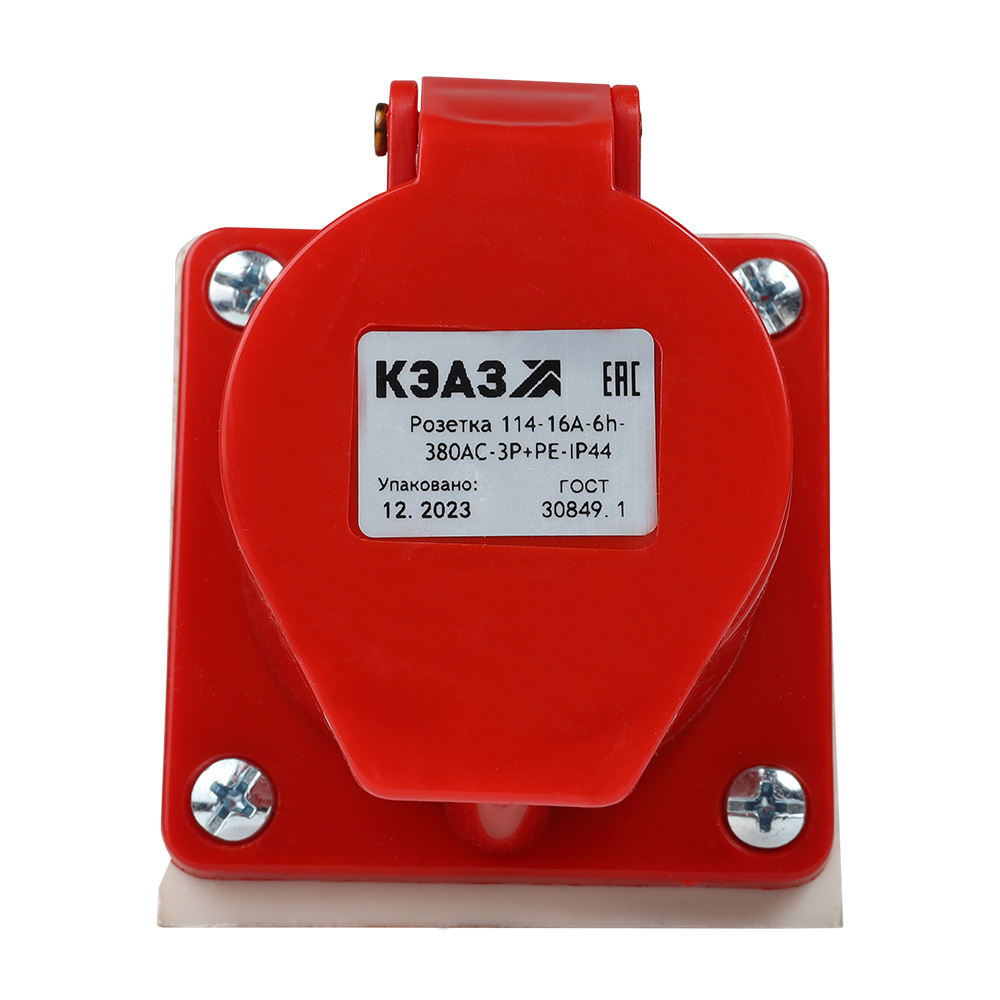 Розетка 114 16А 380В AC 3P+PE 6ч для монтажа на поверхность IP44 222754 - КЭАЗ