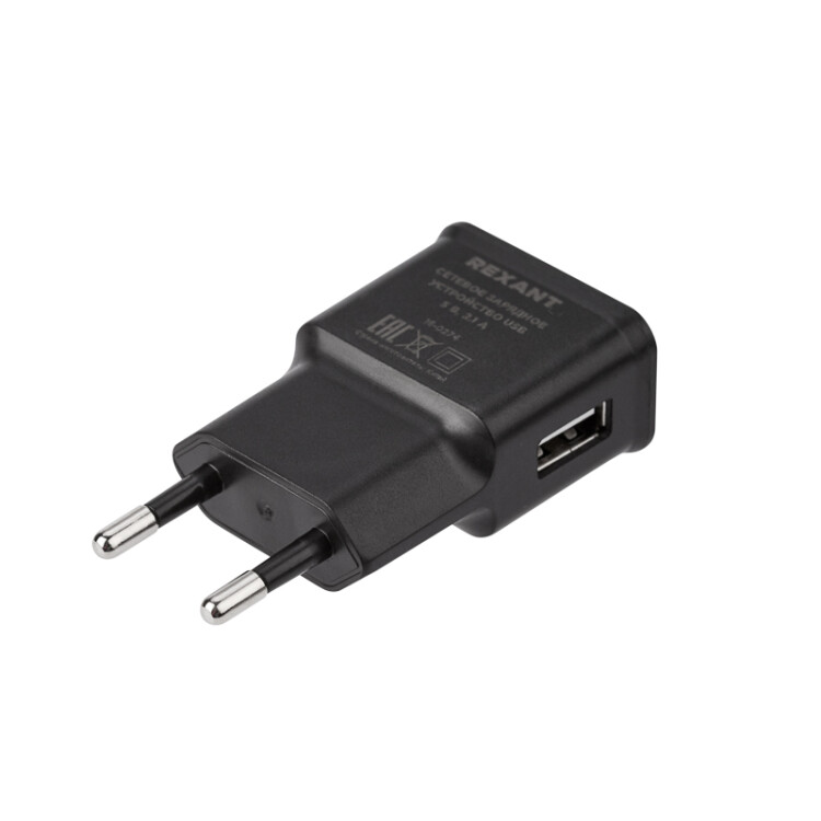 Сетевое зарядное устройство USB, 5V, 2.1 A, черное 16-0274 - Rexant