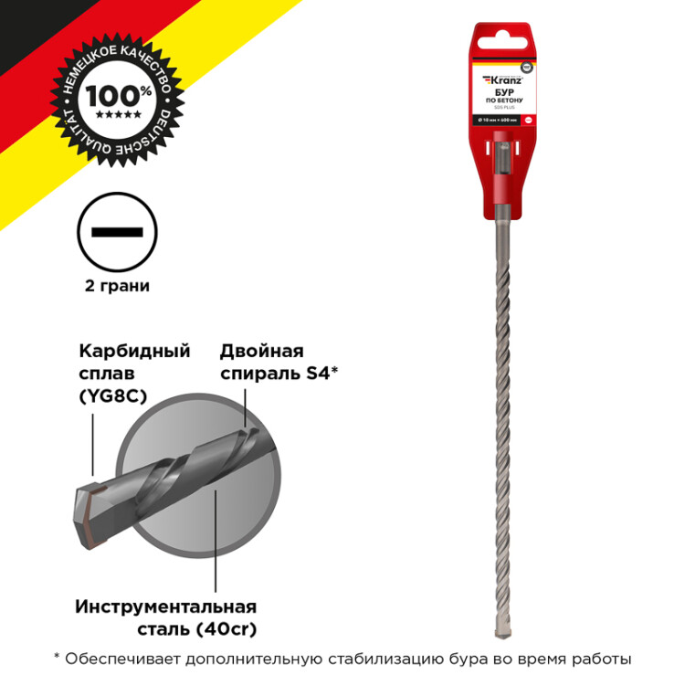 Бур по бетону 10x600x540 мм SDS PLUS KR-91-0062 - Kranz