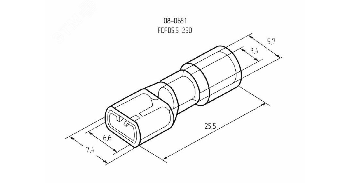 Купить Клемма плоская полностью изолированная РППи-м 6.0-(6.3)/РпИмп 5,5-6-0,5 гнездо 6.6 мм 4-6 мм2 08-0651 Rexant оптом в Москве