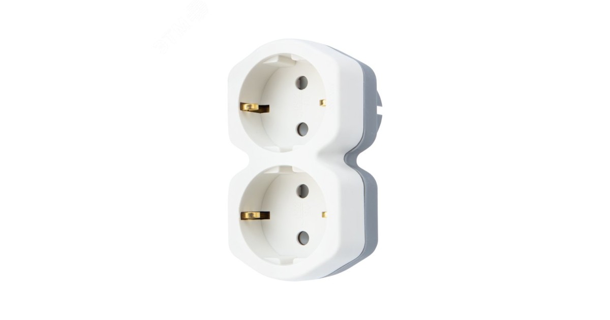 Купить Разветвитель 2-м с заземл. 16А IP20 защ. шторки бел. 11-1087 Rexant оптом в Москве