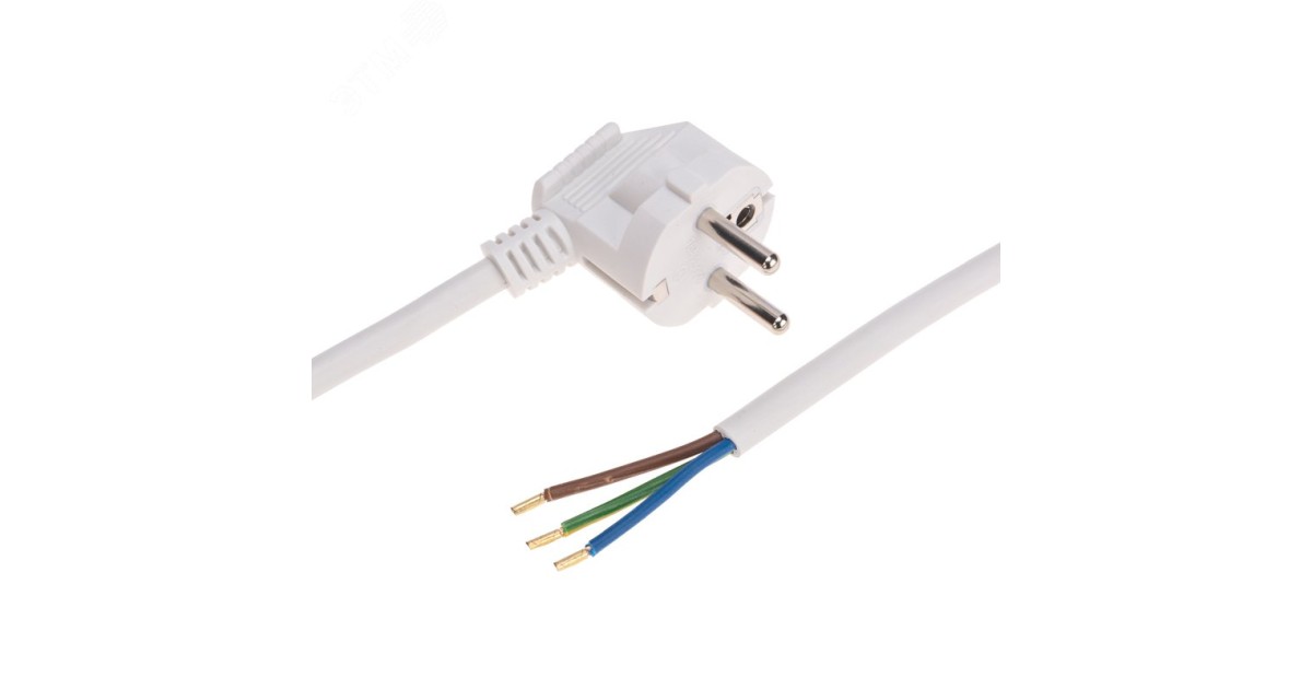Купить Шнур электрический с угловой вилкой 16А 3500Вт ПВС 3х1.5кв.мм 2м бел. 11-1327 Rexant оптом в Москве