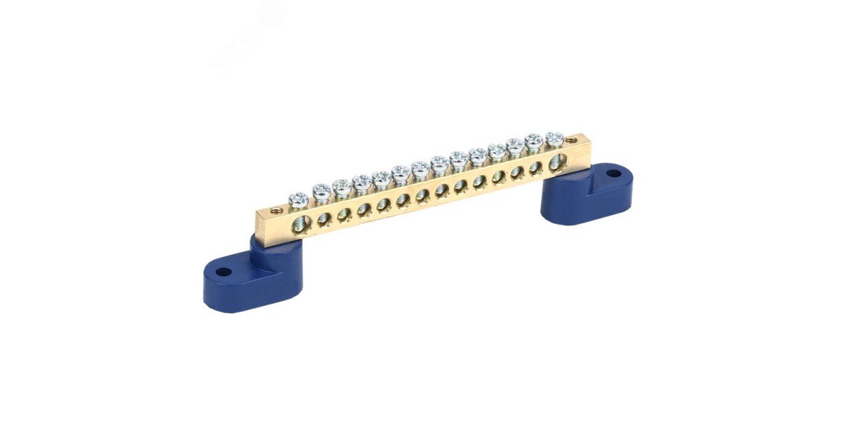 Купить Шина «N» нулевая 6х9 мм на двух угловых синих изоляторах 14 групп 11-2329 Rexant оптом в Москве