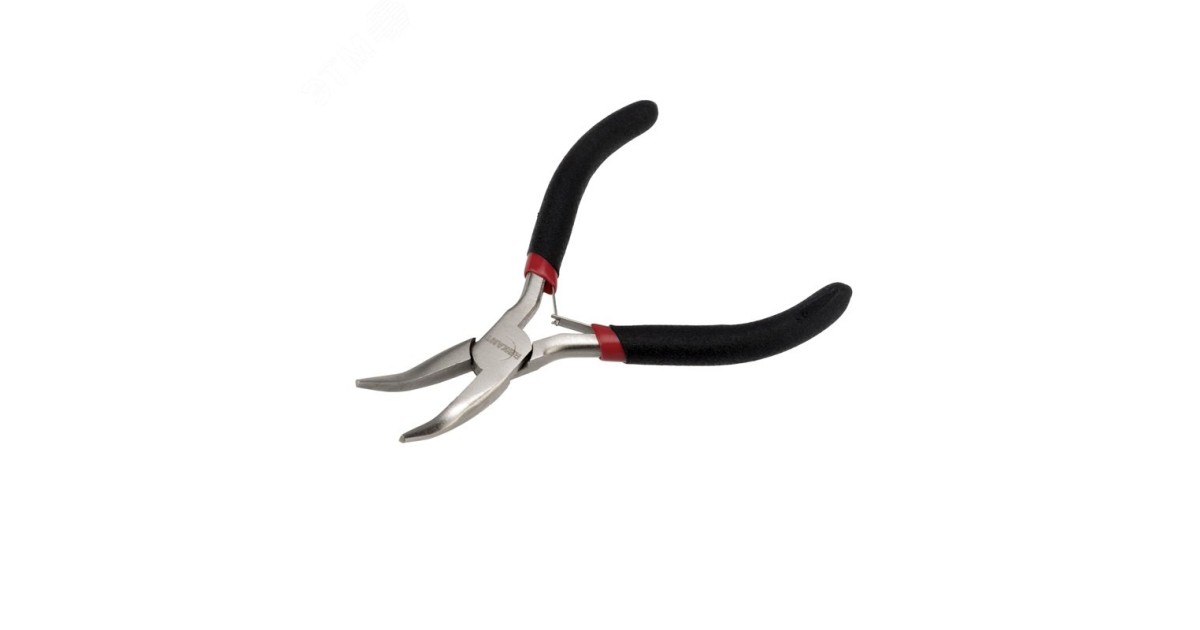 Купить Тонкогубцы изогнутые мини 120мм никелированные, авторазжим, обливные рукоятки 12-4603 Rexant оптом в Москве