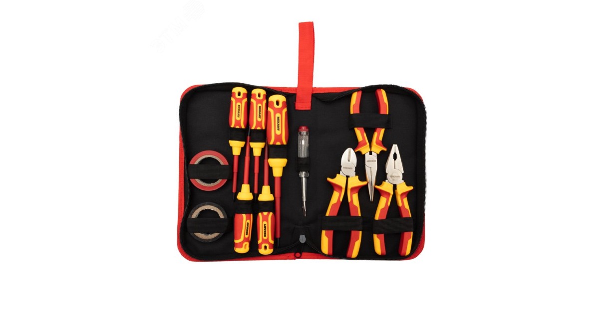 Купить Набор диэлектрического инструмента RI-02, тканевый пенал, 11 предметов, до 1000В 12-4692-3 Rexant оптом в Москве