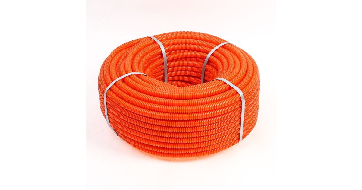 Купить Труба гофрированная из ПНД, с зондом, оранжевая, 32 мм 28-0032-5 Rexant оптом в Москве