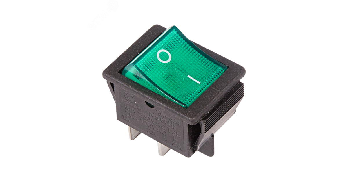 Купить Выключатель клавишный 250В 16А (4с) ON-OFF зел. с подсветкой (RWB-502 SC-767 IRS-201-1) (инд. упак.) 36-2332-1 Rexant оптом в Москве