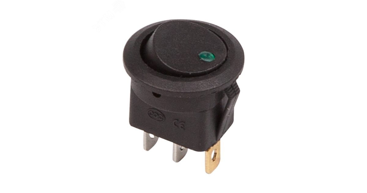 Купить Выключатель клавишный круглый 12V 20А (3с) ON-OFF черный с зеленой подсветкой (RWB-215, MIRS-101Е-8С/D) 36-2583 Rexant оптом в Москве