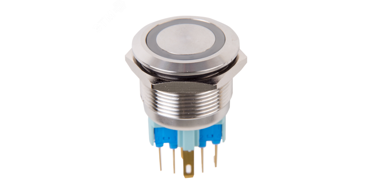 Купить Кнопка антивандальная ?22 12В(LED) Б/Фикс (5с) OFF-(ON) / ON-(OFF) подсв/синяя 36-3511 Rexant оптом в Москве