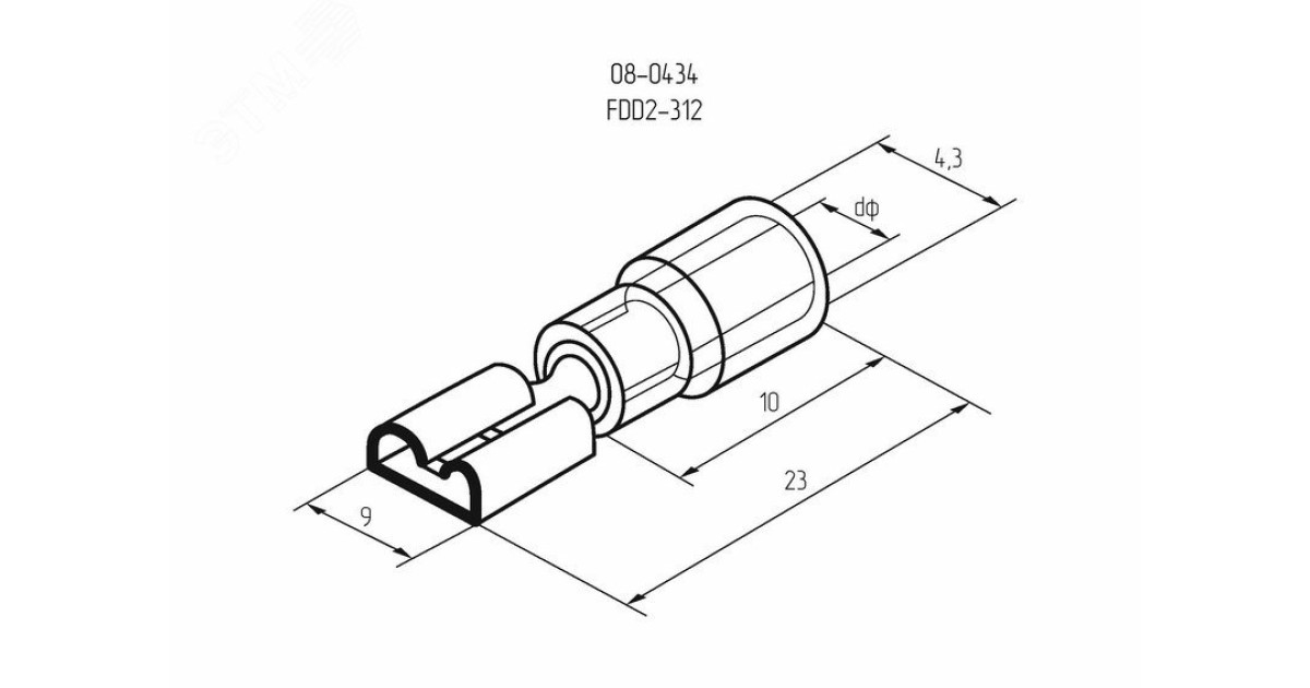 Купить Клемма плоская изолированная (гнездо-9мм) 1.5-2.5кв.мм (VF2-312) 08-0434 Rexant оптом в Москве