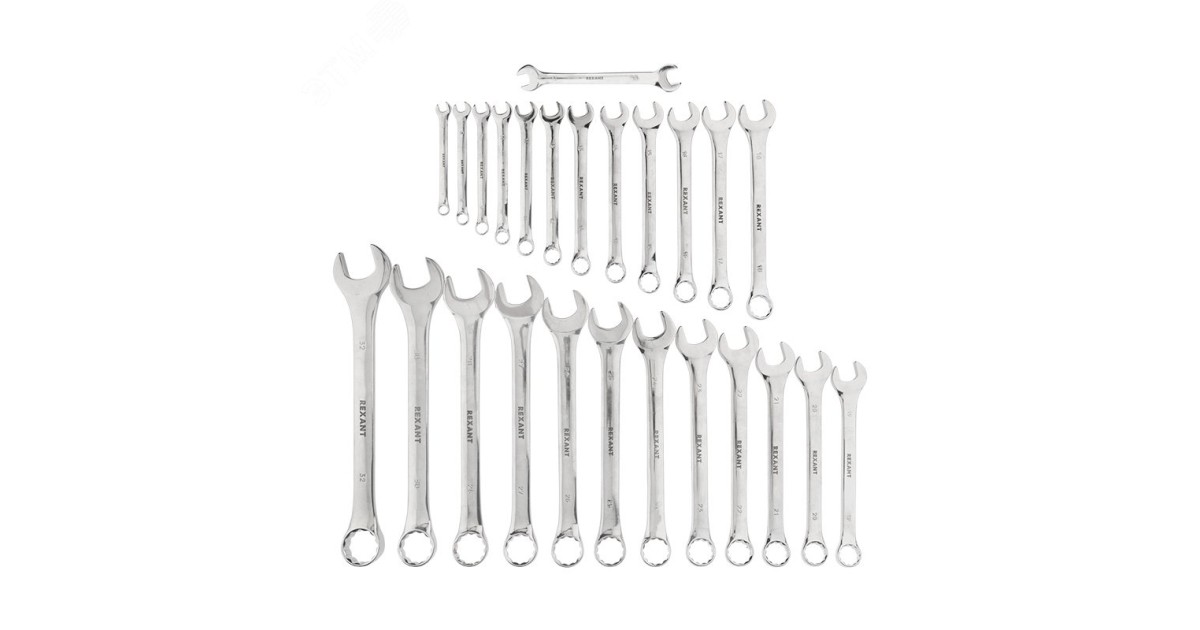 Купить Набор ключей комбинированных 6х32мм, 26 шт, CrV, полированный хром 12-5848 Rexant оптом в Москве