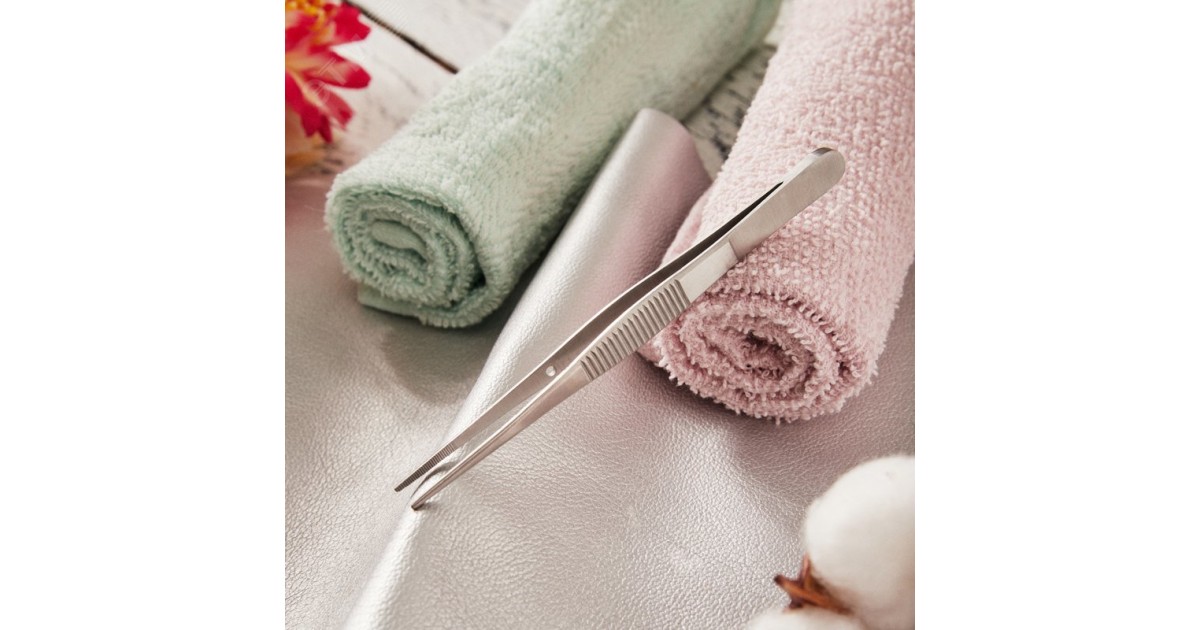 Купить Пинцет прямой, узкий, фиксатор, рифленый 100мм ПРОФИ 12-0340 Rexant оптом в Москве