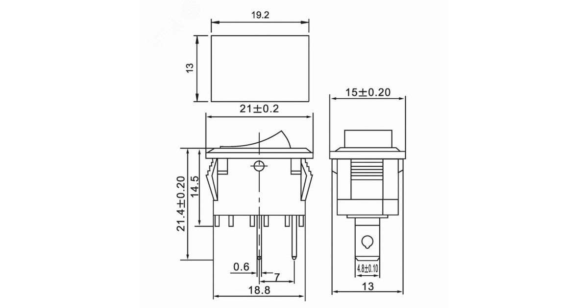 Купить Выключатель клавишный 250В 6А (2с) ON-OFF черн. Mini (RWB-201; SC-768) 36-2110 Rexant оптом в Москве