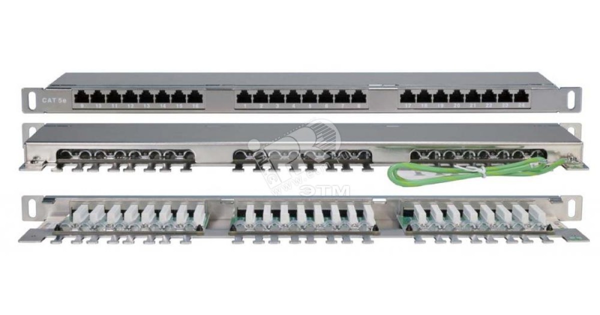 Купить Патч-панель 19дюйм 0.5U кат.5E 24 порта RJ45 Dual IDC PPHD-19-24-8P8C-C5E-SH-110D высок. плотности 244077 Hyperline оптом в Москве