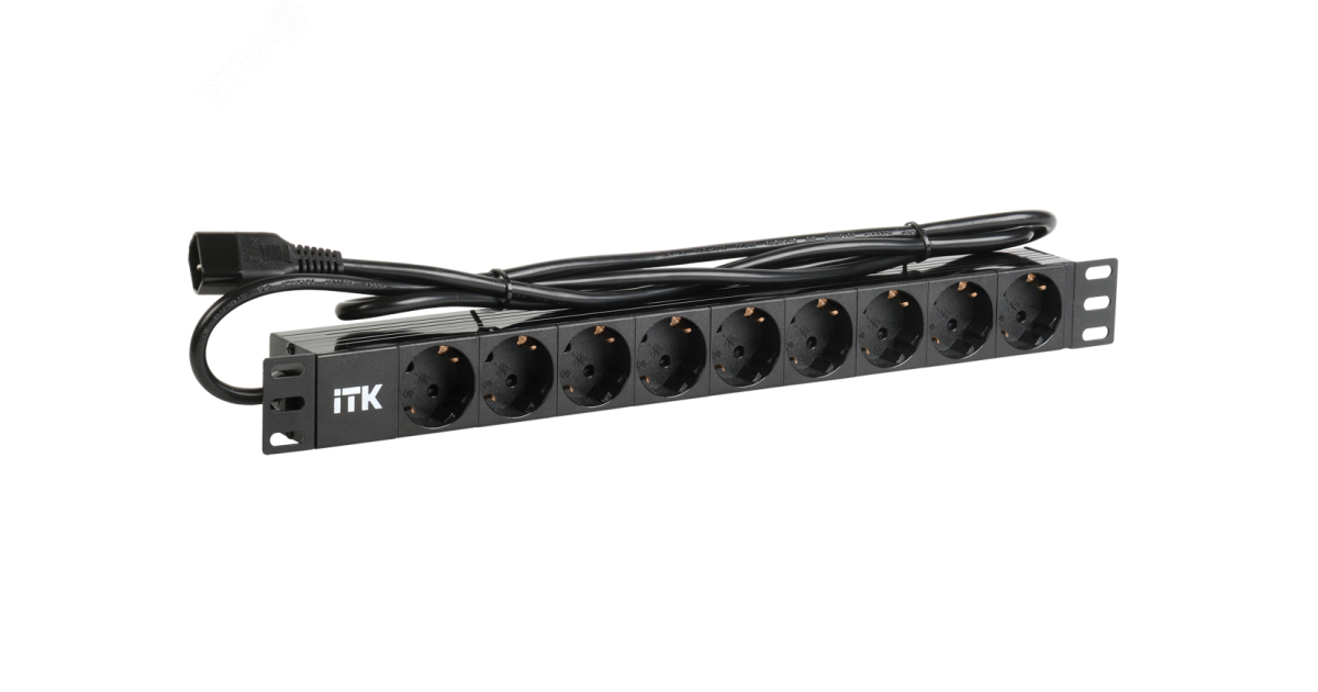 Купить Блок розеток PDU 9 розеток шнур 2 метравилка IEC 320 C14. профиль из ПВХ. черный PH22-9D2-P IEK оптом в Москве