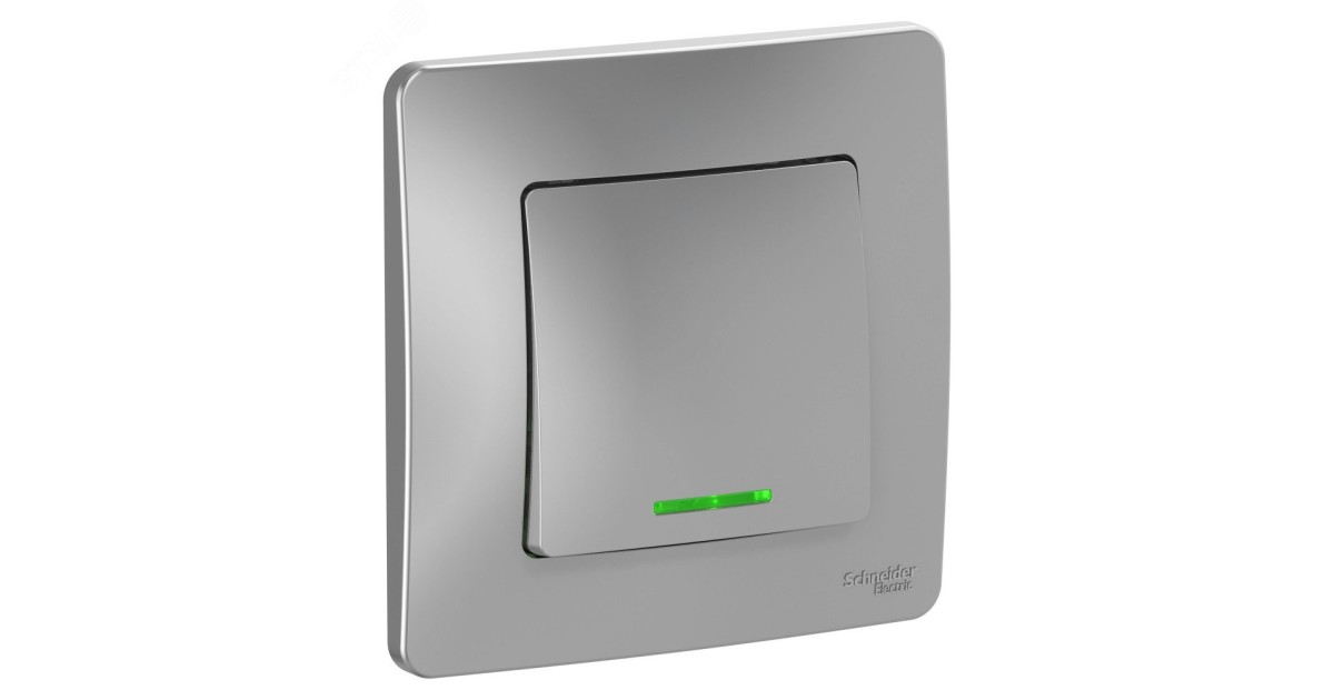 Купить Выключатель 1-кл. СП Blanca 10А IP20 (сх. 1) 250В с подсветкой алюм. SE BLNVS010113 Systeme Electric оптом в Москве